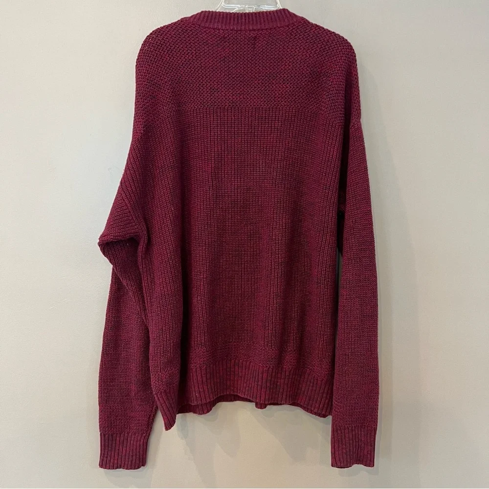 Vintage RedHead Red Ribbed Knit Henley Sweater‎ Size XL Mens Chunky
